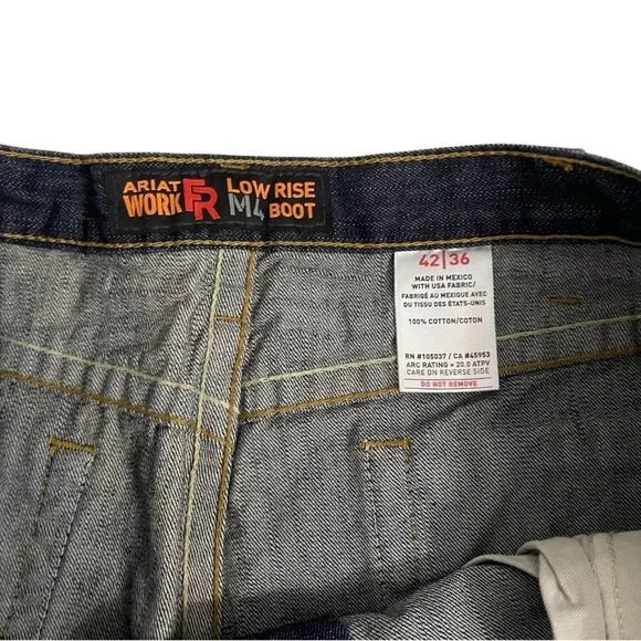 Ariat FR M4 Flame Resistant Low Rise Boot Cut Denim Work Jeans HRC 2 Size 42/36 - Picture 10 of 15